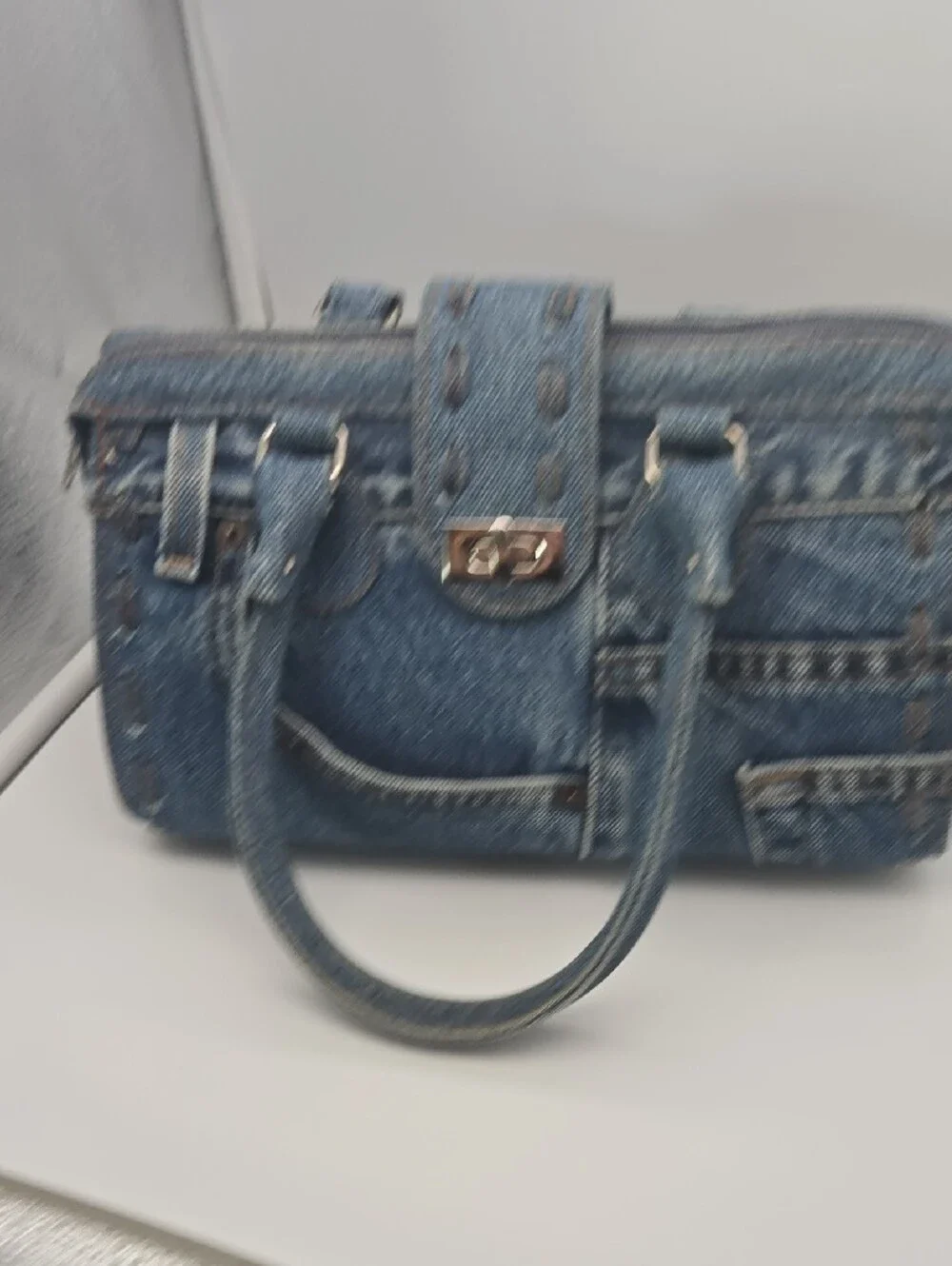 Vintage Hand & Heart Upcycled Denim Doctor Satchel Bag